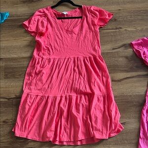 Women’s Pink Tiered Short Sleeve Sundress